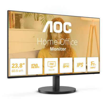 AOC 24B3HA2 kompiuterio monitorius 60,5 cm (23.8") 1920 x 1080 pikseliai „Full HD“ LED Juoda