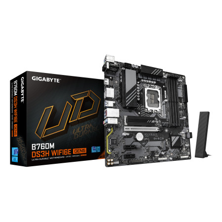 GIGABYTE B760M DS3H WIFI6E GEN5 pagrindinė plokštė Intel B760 Express LGA 1700 micro ATX