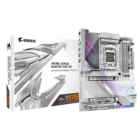 GIGABYTE X870E AORUS MASTER X ICE pagrindinė plokštė AMD X870E AM5 lizdas ATX