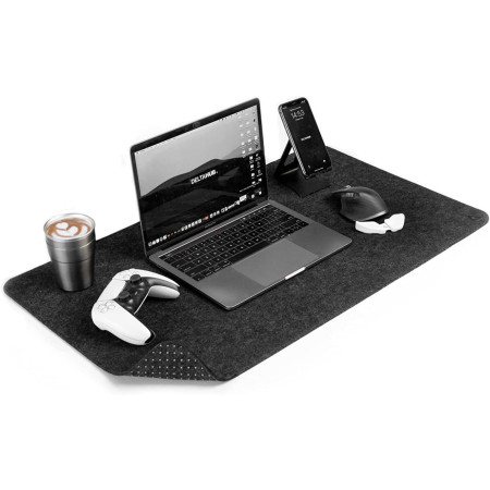 DELTAHUB Minimalistinis didelis stalo kilimėlis tamsiai pilkas (800 x 450 x 3.5mm)