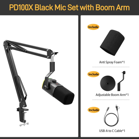 Maono PD100XS + BA20 Dinaminis Mikrofonas Juodas