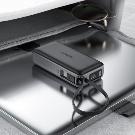 Acefast M7-10000 PD30W išorinė baterija su kabeliu 10000mAh juoda