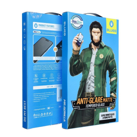 LCD apsauginis stikliukas 5D Mr. Monkey Glass (Strong Matte) Apple iPhone 15/16 juodas