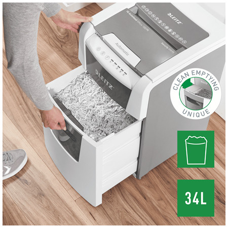Leitz dokumentų naikiklis Smulkinimas itin mažais gabalėliais 22 cm Pilka, Balta