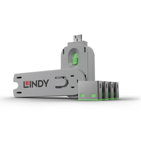 USB Prievado Blokatorius 4 vnt. Žalias LINDY