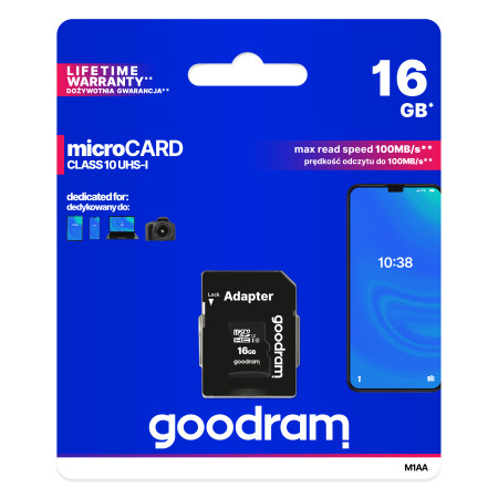 Goodram 16GB microSDHC Class 10 UHS-I su adapteriu