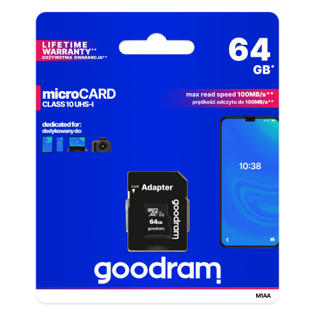 Goodram 64GB microSDXC Class 10 UHS-I su adapteriu