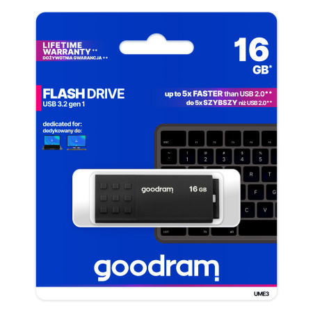 GOODRAM 16GB UME 3 Juodas [USB 3.2 gen. 1]