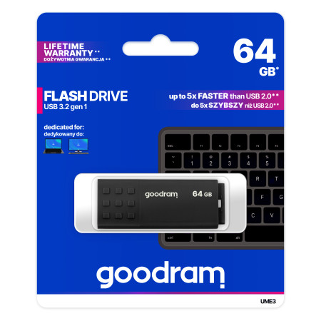 GOODRAM 64GB UME 3 USB atmintinė juoda