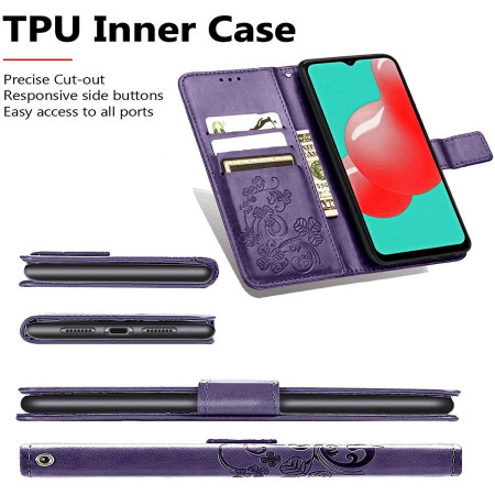 Violetinis Flower Book dėklas Samsung A145 A14 4G/A146 A14 5G