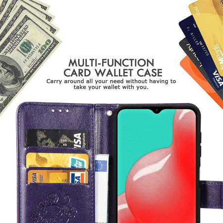 Violetinis Flower Book dėklas Samsung A145 A14 4G/A146 A14 5G