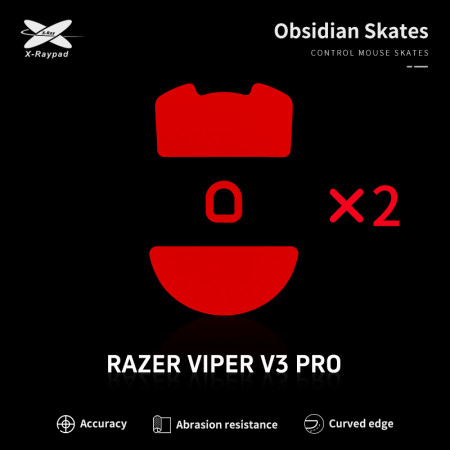 X-Raypad Obsidian Skates Razer Viper V3 Pro Raudoni 2 vnt. Pakaitiniai Mouse Feet