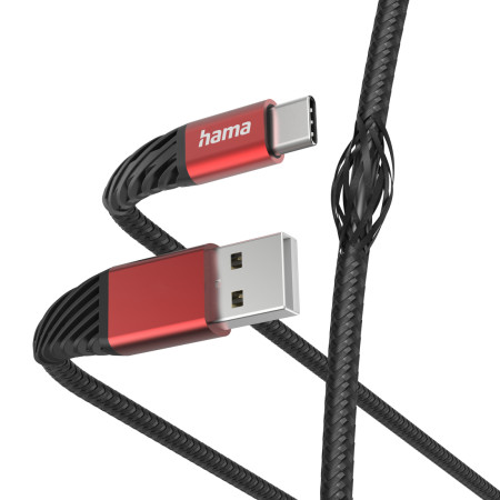 Hama Extreme USB 2.0 kabelis 1,5 m USB A - USB C Juoda, Raudona