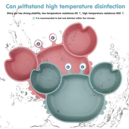 Vaikiškų silikoninių indų rinkinys Reach Crab-9, mėlynas