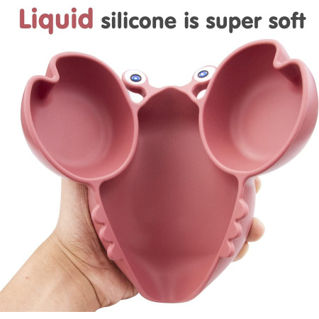 Vaikiškų silikoninių indų rinkinys Reach Crab-9, rožinis