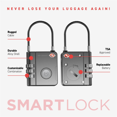 KEYSMART SmartLock; TSA Patvirtintas, Rask mano užraktą, Juodas