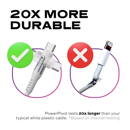 STATIK PowerPivot Pro nailono pintas USB-C į USB-C kabelis, 1m, baltas