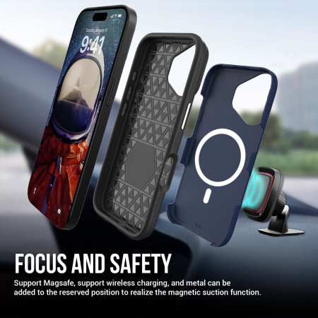 Dėklas Perfectionists Triangle Mag Case Apple iPhone 15 tamsiai mėlynas