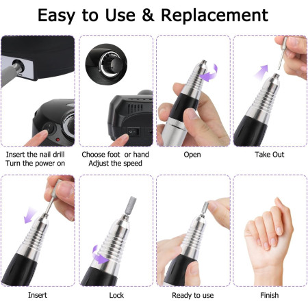Nagų freza Reach Nails juoda