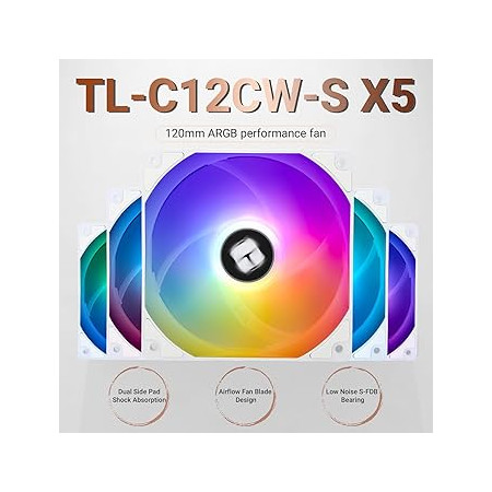 Thermalright TL-C12CW-S X5 PWM ARGB Balti Ventiliatoriai (120mm, 5vnt.)