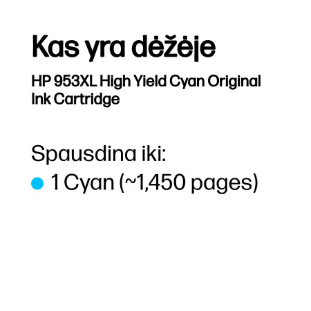 HP 953XL Didelės Talpos Cyan Originalus Rašalas