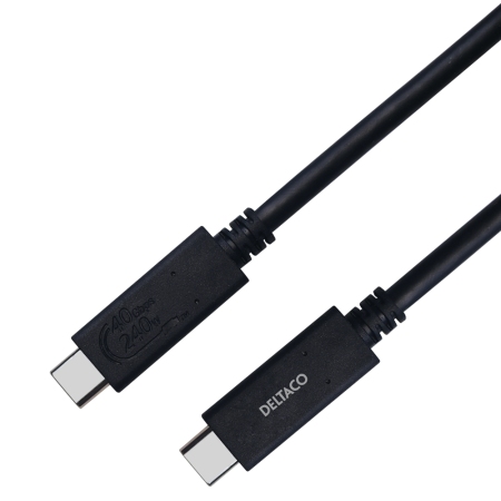 Deltaco USB-C Laidas 0.8m - Juodas
