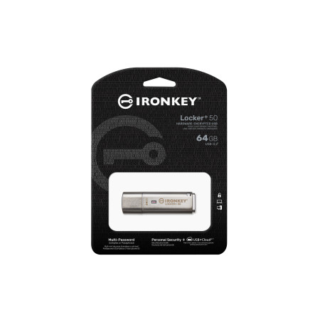 Kingston 64GB IronKey Locker+ 50 USB atmintinė