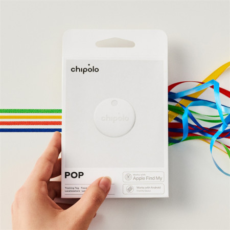 Chipolo POP – Bluetooth seklys su keičiamu akumuliatoriumi, baltas