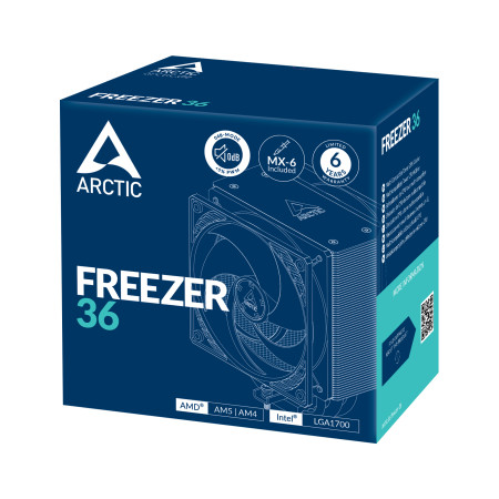 ARCTIC Freezer 36 Procesorius Orinis Aušintuvas 12 cm Juoda, Sidabras