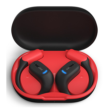 Philips TAA6709BK/00 Bevielės ausinės su mikrofonu, juoda/raudona