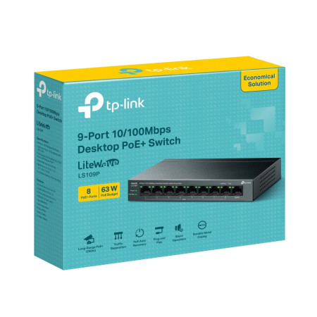 TP-LINK LiteWave LS109P tinklo komutatorius su 8 PoE+ prievadais