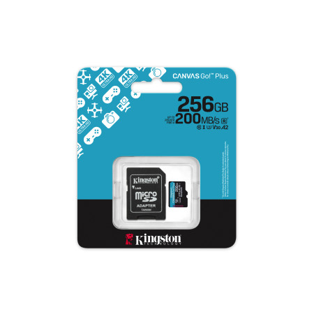 Kingston Technology Canvas Go! Plus 256 GB MicroSD UHS-I Klasės 10