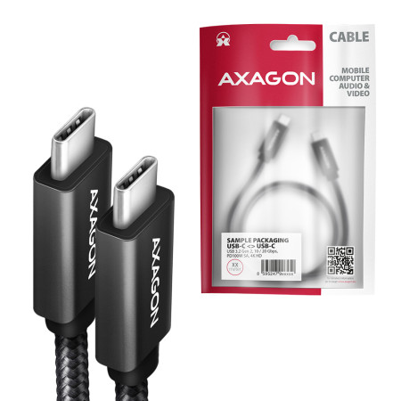 Axagon BUCM32-CM20AB USB 3.2 Gen 2x2 USB C kabelis 2 m Juodas