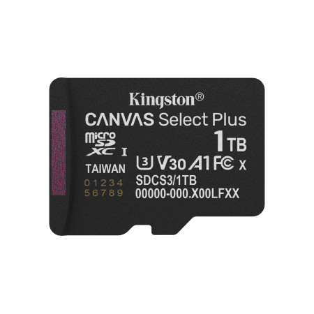 Kingston Canvas Select Plus Gen3 1 TB MicroSDXC UHS-I Klasės 10