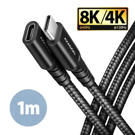 USB-C prailginimo kabelis 1m juodas AXAGON BUCM32-CF10AB