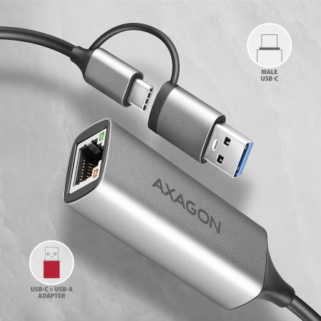 Axagon ADE-TXCA Gigabit Ethernet Adapter USB-C + USB-A