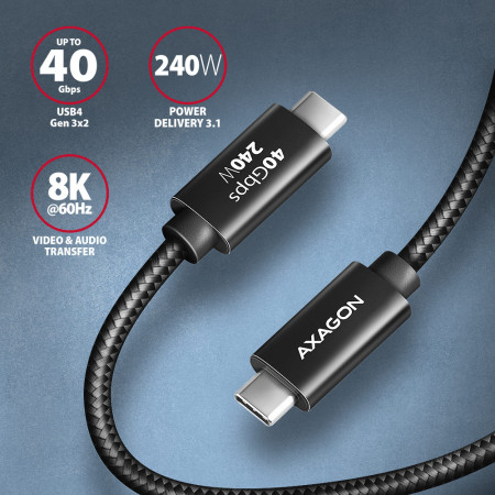 Axagon BUCM4X-CM10AB USB kabelis USB4 Gen 3x2 1 m