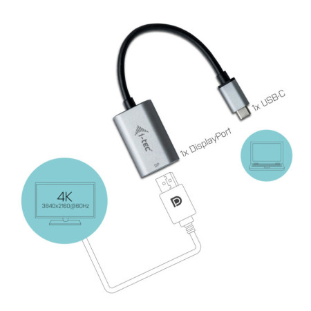 i-tec USB-C į DisplayPort adapteris, 1x DisplayPort 4K Ultra HD 60Hz
