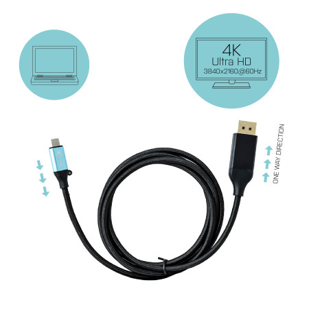 i-tec USB-C į Display Port adapteris 4K/60Hz 200cm