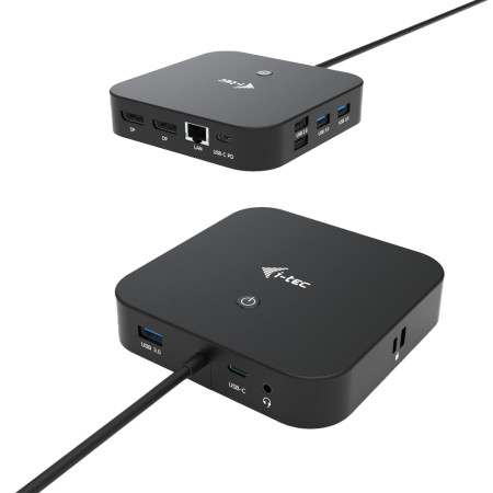 i-tec USB-C Dviejų Ekranų Dokavimo Stotis 2x DP LAN AUDIO Power Delivery 100 W