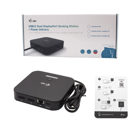 i-tec USB-C Dviejų Ekranų Dokavimo Stotis 2x DP LAN AUDIO Power Delivery 100 W