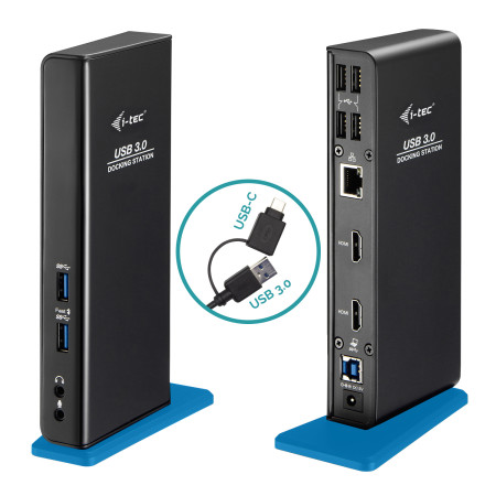i-tec USB 3.0 / USB-C Dviejų HDMI Dokavimo Stotis 2x HDMI LAN Audio 6x USB