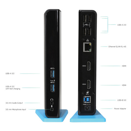 i-tec USB 3.0 / USB-C Dviejų HDMI Dokavimo Stotis 2x HDMI LAN Audio 6x USB