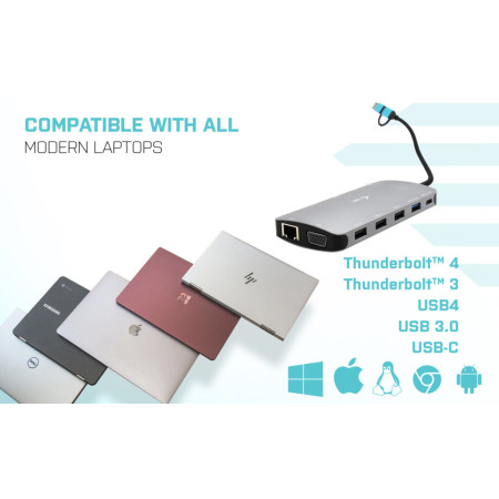 i-tec USB 3.0 / USB-C / Thunderbolt metalinė dokų stotis