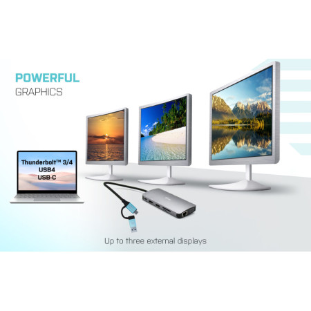 i-tec USB 3.0 / USB-C / Thunderbolt metalinė dokų stotis