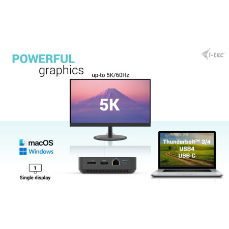 i-tec USB-C trijų ekrano dokų stotis be maitinimo adapterio