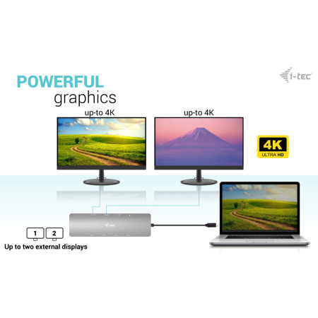 i-tec USB-C Metal Nano 2x HDMI 100W maitinimu