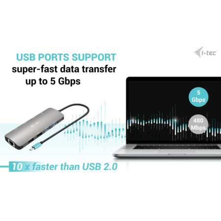 i-tec USB-C Metal Nano 2x HDMI 100W maitinimu