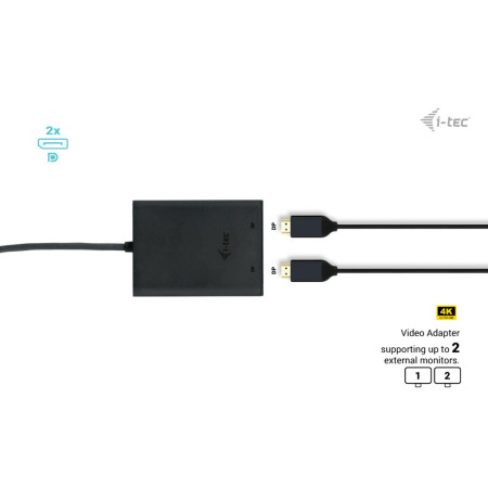 i-tec USB-C Dual 4K/60Hz DP Video Adapter