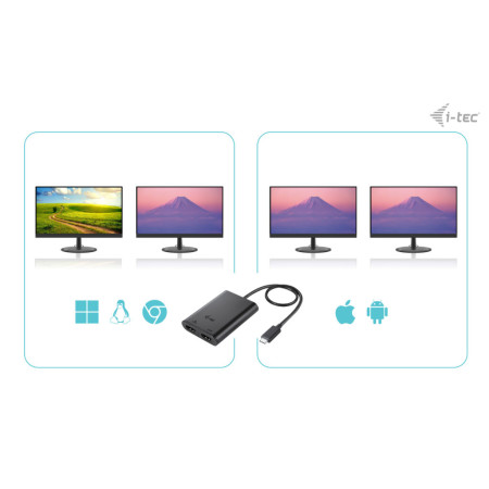 i-tec USB-C Dual 4K/60Hz HDMI Video Adapter